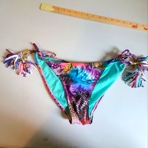 Op peacock snake father bright color tassle tie bikini bottom LARGE